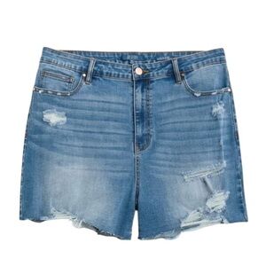 REVERY Gavi Mid Rise Boyfriend Distressed Jeans Shorts size 1X